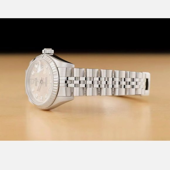 MINT ROLEX DATEJUST SILVER GOLD DIAMOND WATCH - Picture 4 of 6